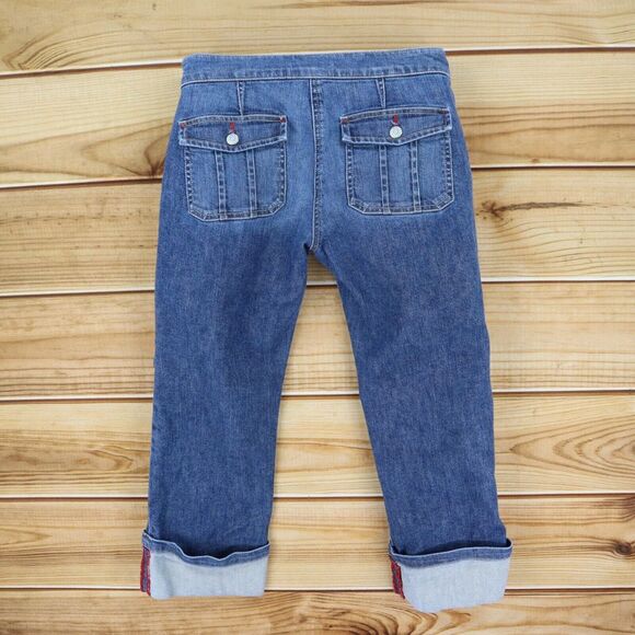 The Limited Capri Jeans Cuffed Womens Size 6 Blue Faded Stretch Denim Low Rise‎ - Picture 2 of 6